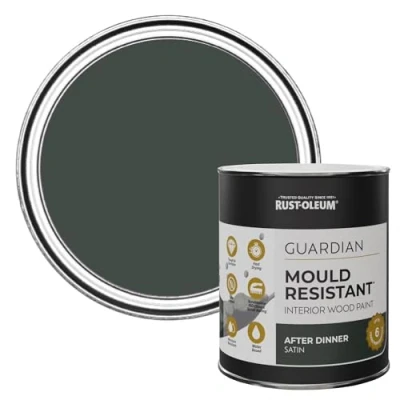 Image of Rust Oleum Green Guardian Mould Resistant Interior Wood Paint in Satin Finish After Dinner 750ml