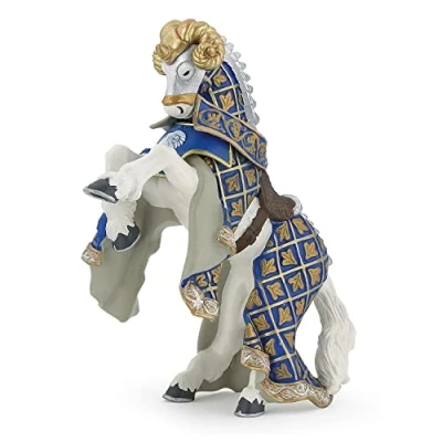 Image of Papo MEDIEVAL FANTASY 39914 Blue Weapon Master ram Horse Figurine, Multicolour