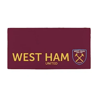 Image of West Ham United Football Club Official Beach Bath Towel &quot;Claret &amp; Gold&quot; Design