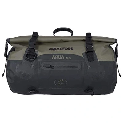 Image of Oxford Aqua T50 Motorcycle Roll Bag Khaki/Black