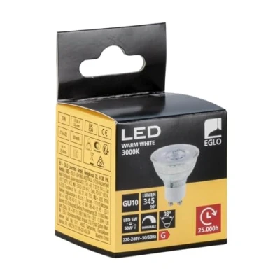 Image of EGLO Dimmable LED light bulb, GU10 reflector lamp, 5 watt (equivalent to 50 watt), 345 lumen, warm white glow, 3000 Kelvin, spotlight, Ø 2&quot;