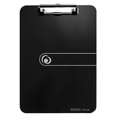 Image of Herlitz 10842409 Clipboard A4 Kraft Paper Cover with Clip Mechanism and Hanging Hole, FSC Mix. Assorted Colours. Black