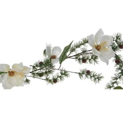 Image of Gisela Graham Cream magnolia and spiky fir garland