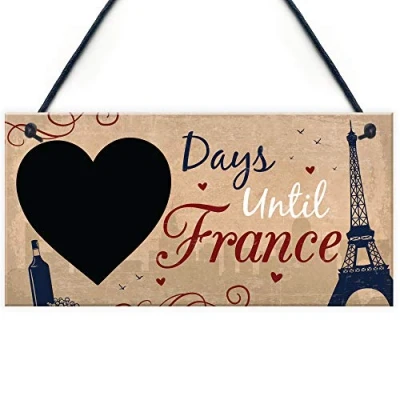 Image of RED OCEAN Chalkboard Holiday Countdown FRANCE Hanging Wall Door Plaque Novelty Essentials Gifts Accessories Friendship