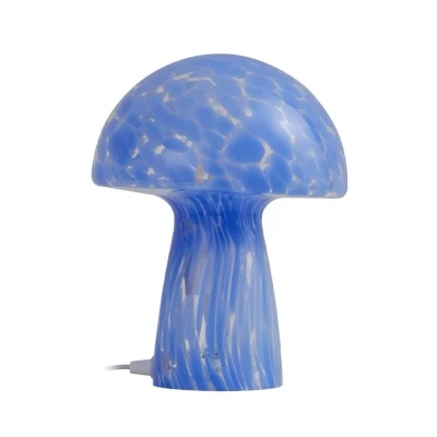 Image of Lindby Hubi table lamp, blue, glass, Ø 22 cm