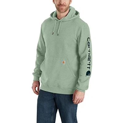Image of Carhartt Mens Polycotton Stretchable Sleeve Logo Hooded Sweatshirt Top