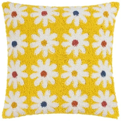 Image of Heya Home Daisy Cushion Cover, Mellow Yellow, 45 x 45cm