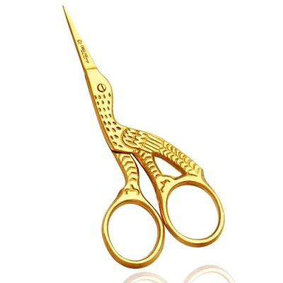 Image of Wishbeauty Multi Colour Rainbow Embroidery Scissors 3.5&quot;/9cm Sharp Point (Gold)