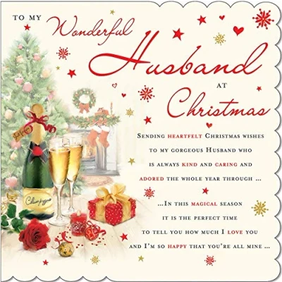 Image of Piccadilly Greetings Traditional Christmas Card Husband 223 mm sq
