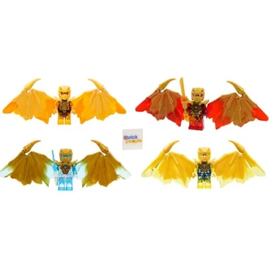 Image of LEGO Ninjago Crystalized Golden Dragon Combo Set: Cole Jay Zane and Kai Minifigures with Weapons
