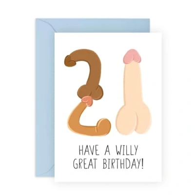 Image of Central 23 21st Birthday Cards For Him W*lly Great Rude Card Men Women Offensive Son Adult Greeting Friends Boyfriend Comes With Stickers