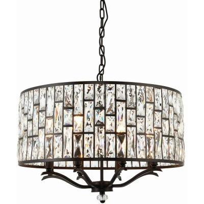 Image of Belle 8 Light Ceiling Pendant Dark Bronze, Clear Crystal, E14