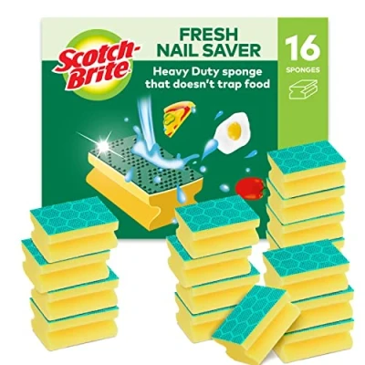 Image of Scotch Brite Fresh Heavy Duty Scrub Sponge, 16 Pieces Cleans Tough Messes without Trapping Food