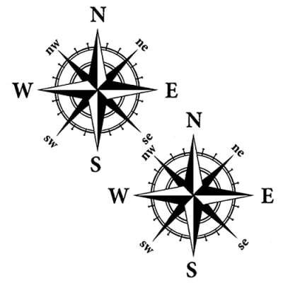 Image of 2 Pcs Compass Car Stickers Waterproof Vinyl Decals for All Motorhome Truck Van Bumper Decal 15cm*15cm Matt Black