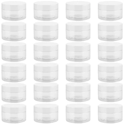 Image of JEUIHAU 24 Pack 100ml Clear Plastic Jars with Lids, BPA Free Empty Slime Storage Jars, Wide Mouth Container for Slime, Spices, Makeup, Grains, Crafts