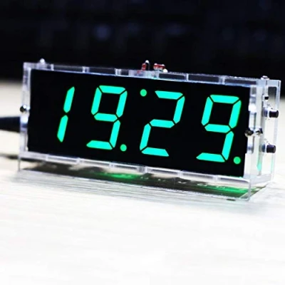 Image of Starbun LED Clock 4 digit DIY Digital Kit Auto Display Time/Temperature Electronic Clock(green)