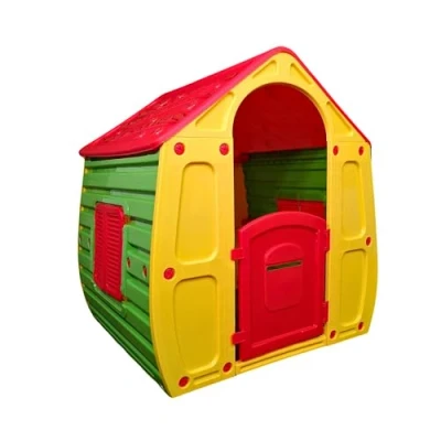 Image of 1.09m Yellow &amp; Red Indoor Outdoor Plastic Wendy House Magical Playhouse, and Sports, 102 x 90 109 cm