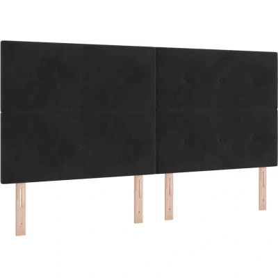 Image of vidaXL Box Spring Bed with Mattress Black 200x200 cm Velvet