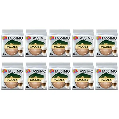 Image of Tassimo Jacobs Latte Macchiato Classico Coffee Pods 10 Packs (80 Drinks)