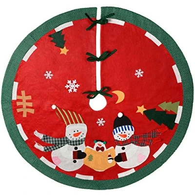 Image of WeRChristmas Snowman Family Christmas Tree Skirt Decoration, 120 cm Large, Multi Colour