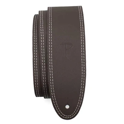 Image of Perri’s Leathers Ltd. Guitar Strap Leather Double Stitched Brown Adjustable For Acoustic/Bass/Electric Guitars Made in Canada (BDS 174)