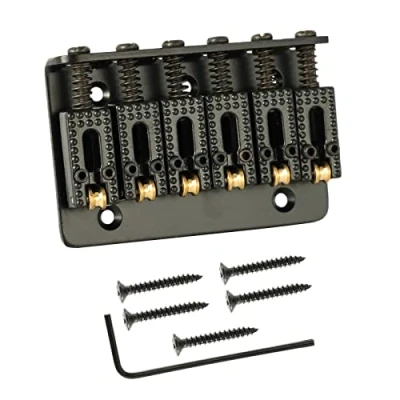 Image of 65mm 6 String Guitar Roller Saddle Hardtail Bridge Top Load Tailpiece Replacement With L Shaped Wrench Mount Screws
