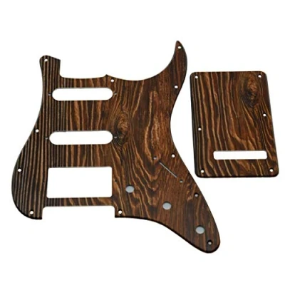 Image of KAISH 3D Printed Strat Style HSS Guitar Plastic Pickguard ST Back Plate Tremolo Trem Cover for Stratocaster/Strat Made in Mexico Wood Pattern