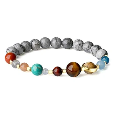 Image of COAI The Eight Planets Map Jasper Mens Womens Star Stone Solar System Bracelet