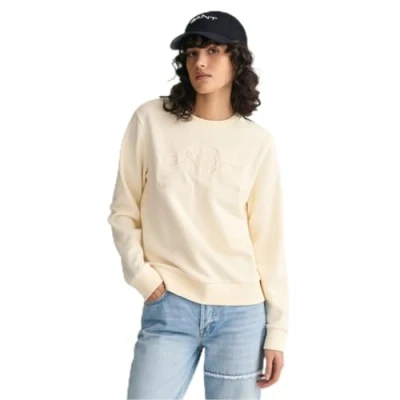 Image of GANT Tonal Shield C NECK Sweatshirt, Women&#039;s, Size: Small, Linen