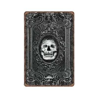 Image of DAIERCY Skull Wicked Eve Tin Signs Funny Vintage Metal Sign Plaqu Poster Wall Art Pub Bar Kitchen Garden Bathroom Home Decor, 140x200 mm