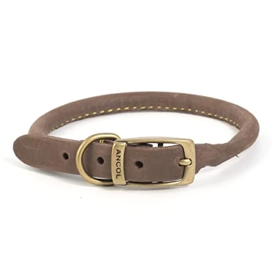 Image of Ancol Timberwolf Bonded Thread Leather Sable Round Collar Pet Training Accessory 45 54 cm, Size 6