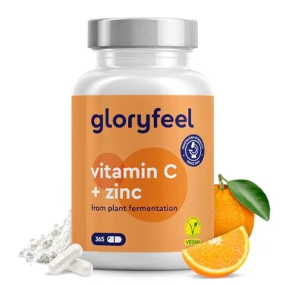 Image of Vitamin C 365 High Strength Capsules, 1000mg + 20mg Zinc Plant Fermented &amp; Buffered (pH Neutral, Acid Free, Gentle on The Stomach) Supplements Made in Germany