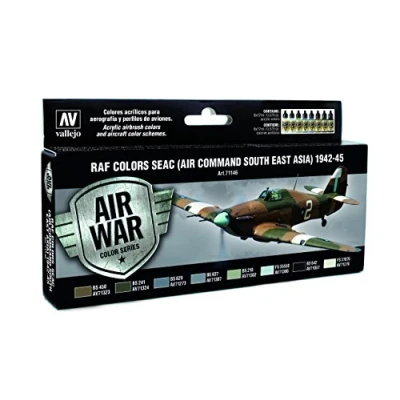 Image of Vallejo &quot;RAF &amp; FAA SEAC Air Command South East Asia 1942 45&quot; Model Colouring Kit, 17 ml (Pack of 8)