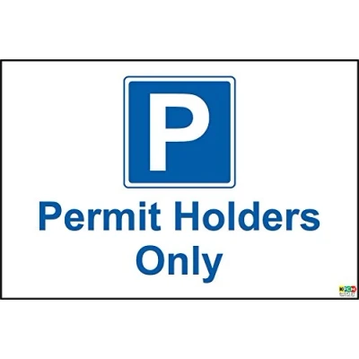 Image of Permit Holders Only Car Park Sign Self Adhesive Sticker 300mm x 200mm