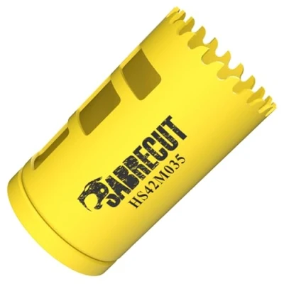Image of 1 x SabreCut HS42M035 35mm High Performance HSS Bi Metal M42 Cobalt Long Life Hole Saw with Variable Fine Ground Tooth Profile for Cutting Wood, Composites, Plastic and Sheet Steel