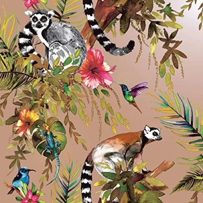 Image of Holden Decor Lemur Midnight Rose Gold Wallpaper 12404 Tropical Hummingbird