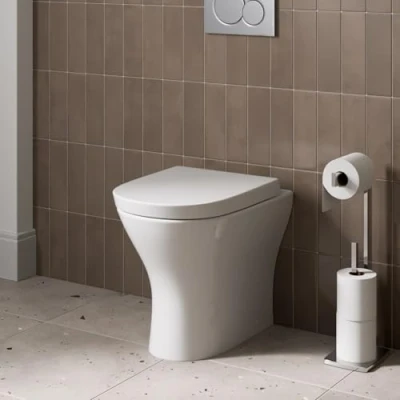 Image of Affine Arles Modern Bathroom Cloakroom Back to Wall Toilet Space Saving Short Projection Small BTW WC Toilets, Soft Close Seat, Curved Pan, White Gloss Ceramic