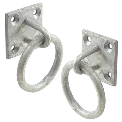 Image of 2X Galvanised Lashing Ring On Plate/Chain Tether