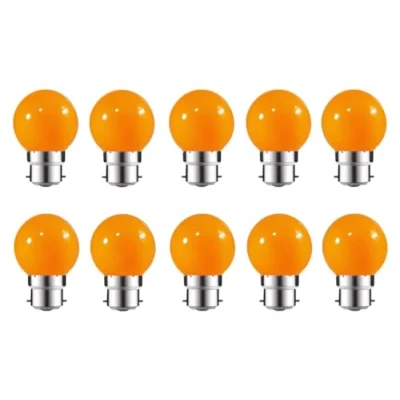Image of ZFQ 10 Pack B22 Bayonet Colored LED Light Bulbs 2W G45 Golf Ball Mini Globe Bulb Lighting Bulbs,Orange for Outdoor Indoor String Patio Garden Party Christmas, Tree, Fairy Night Lights