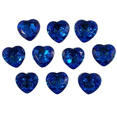 Image of Acrylic Crystal Effect Heart Shape Buttons 20mm Pack of 10 (Blue)