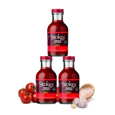 Image of Stokes Real Tomato Ketchup 3PK, Rich &amp; Vibrant Sauce, Perfect Red Sauce For Full English Breakfast, Award Winning Ketchup, Thick Juicy With Mediterranean Tomatoes