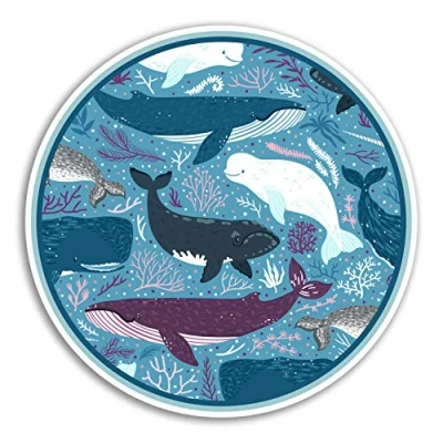 Image of 2 x 10cm Whales Vinyl Stickers Whale Ocean Marine Sticker Laptop Luggage #8167 (10cm Wide)
