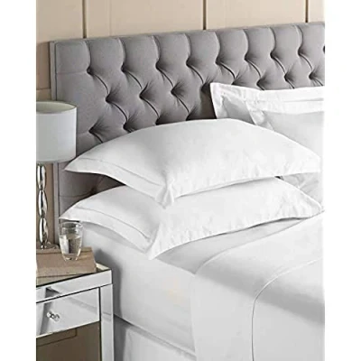 Image of Riva Paoletti Single Quality Fitted Sheet Optic White 200 Thread Count Elasticated Corners 100% Plain Cotton Percale Machine Washable 90 x 190 30cm (35&quot; 75&quot; 12&quot;)