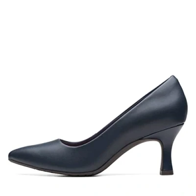 Image of Clarks Women&#039;s Kataleyna Gem Pump, Navy Leather, 7 UK