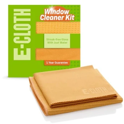 Image of E Cloth Microfibre Window Cleaner Kit Glass Cleaning and Towel for Windows, Car Windscreen, Mirrors Orange