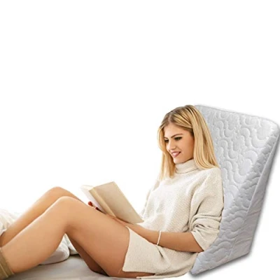 Image of Wedge Pillow Support Cushion Perfect for Bed and Couch Reduce Back Pain, Snoring, Acid Reflux &amp; Respiratory Problems Ideal Foam Sleeping, Reading Rest Breathable Washable Cover