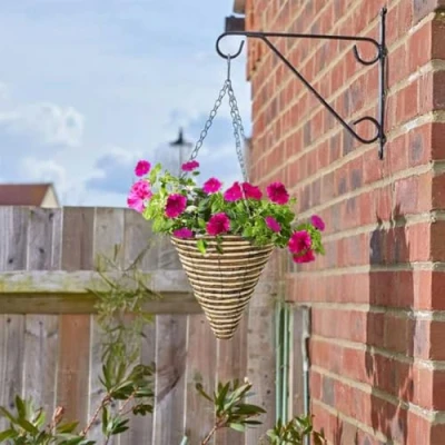 Image of Garden Mile® Hanging Flower Basket 12&#039;&#039; Cone Rope Plant Holder Outdoor Pot Planter with Chain Wicker Balcony Decoration