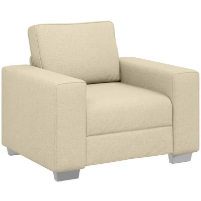 Image of vidaXL Contemporary Cream Armchair with Adjustable Padded Armrests for Living Room Polyester Upholstery Comfortable Seat Reading Chair Indoor Fashion Furniture