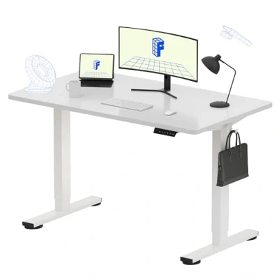 Image of FLEXISPOT Electric Height Adjustable Standing Desk Sit Stand Up with Memory Smart Pannel (120 * 80cm, White Frame+ Desktop)