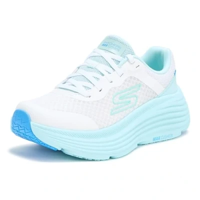 Image of Skechers MAX Cushioning Endeavour Trainers, Women&#039;s, Size: 8, White/light blue Synthetics